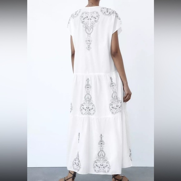 NWOT Zara boho embroidered maxi dress - Picture 5 of 5